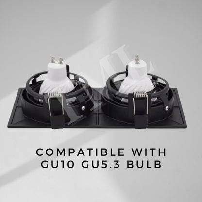 Premium Recessed 360 Degree Halo Double Head Square GU10 Spotlight Recessed Downlight Black White Dual Axis 4HOME SINGAPORE - 4HOME