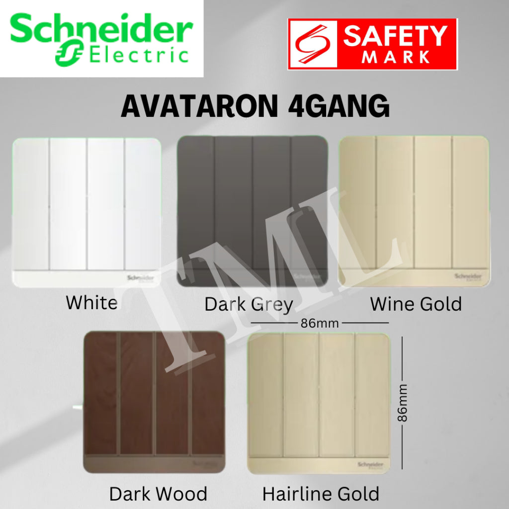 Schneider Electric AvatarOn Switch Socket Dark Wood Hairline Gold 4HOME SINGAPORE - 4HOME