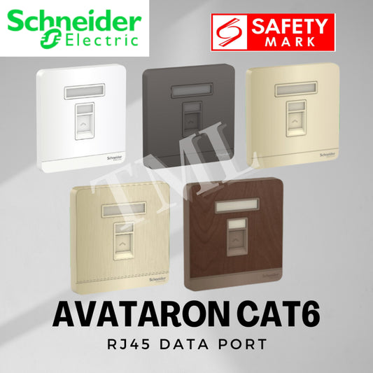 [SG Seller] Schneider AvatarON 1Gang RJ45 Data Port Cat6 White Dark Grey Dark Wood Wine Gold Hairline Gold 4HOME SINGAPORE - 4HOME