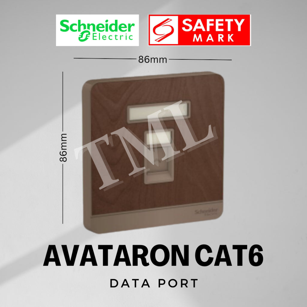 [SG Seller] Schneider AvatarON 1Gang RJ45 Data Port Cat6 White Dark Grey Dark Wood Wine Gold Hairline Gold 4HOME SINGAPORE - 4HOME