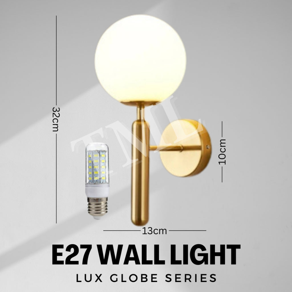 Lux Gold E27 Globe Wall Light Bedside Bathroom Balcony Hallway 4HOME SINGAPORE - 4HOME