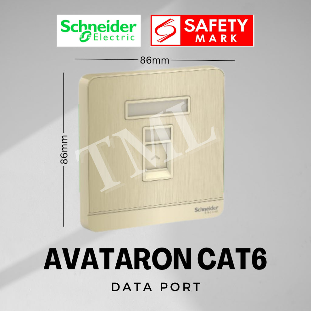 [SG Seller] Schneider AvatarON 1Gang RJ45 Data Port Cat6 White Dark Grey Dark Wood Wine Gold Hairline Gold 4HOME SINGAPORE - 4HOME