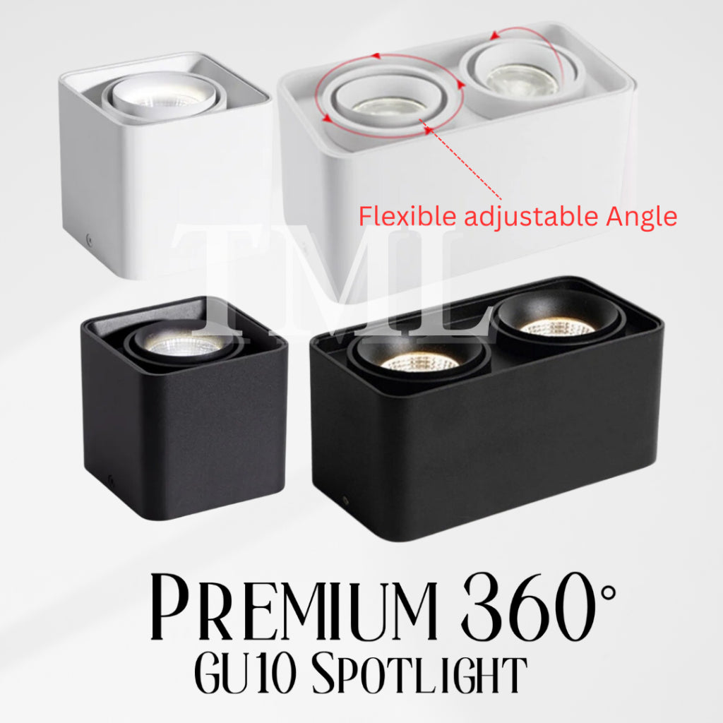 Premium 360 degree Halo Surface GU10 LED Spotlight Single Head Square Double Head Rectangular 4HOME SINGAPORE - 4HOME