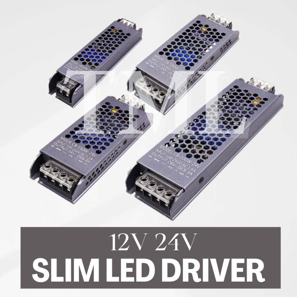 Slim 12V 24V LED driver Power supply for LED strip light 5A 8.5A 12.5A 16.5A 60W 100W 150W 200W 300W 4HOME SINGAPORE - 4HOME