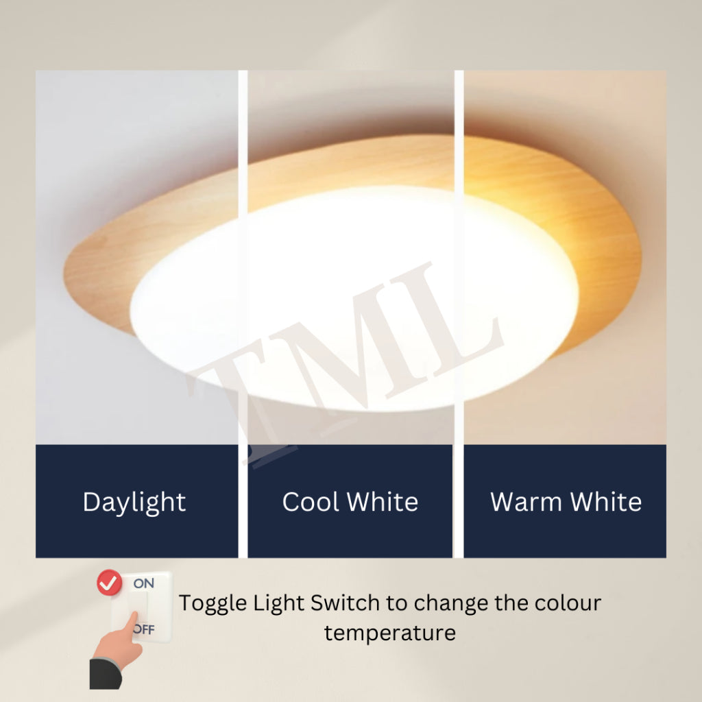 Pine Wood Print Pebble Tritone LED Ceiling Light for bedroom living hall 4HOME SINGAPORE - 4HOME