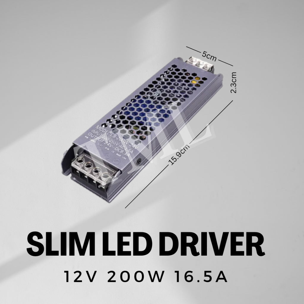 Slim 12V 24V LED driver Power supply for LED strip light 5A 8.5A 12.5A 16.5A 60W 100W 150W 200W 300W 4HOME SINGAPORE - 4HOME