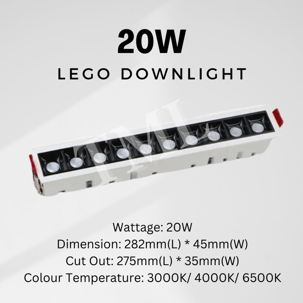 Linear LED Recessed Slim Lego Spotlight Downlight Black White 10W 20W 4HOME SINGAPORE - 4HOME