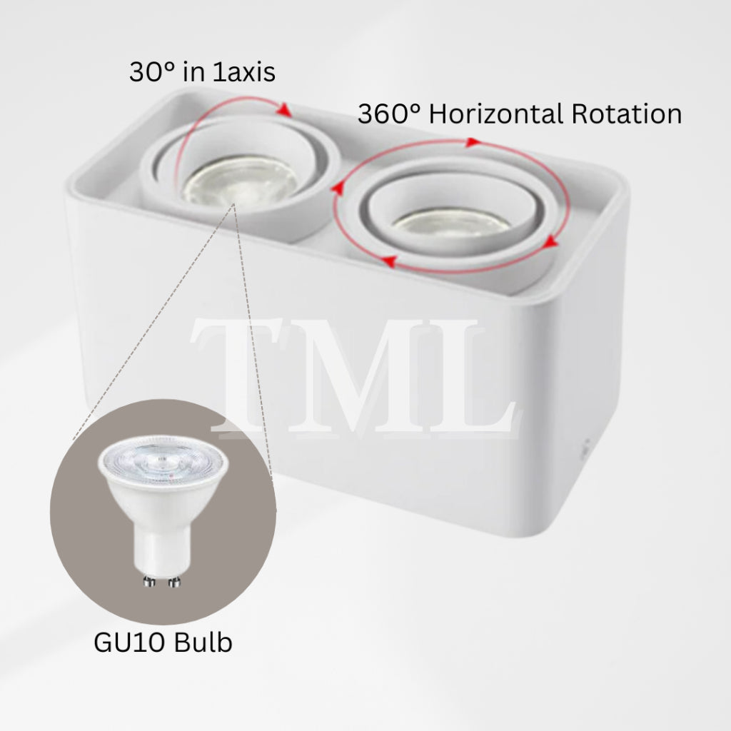 Premium 360 degree Halo Surface GU10 LED Spotlight Single Head Square Double Head Rectangular 4HOME SINGAPORE - 4HOME