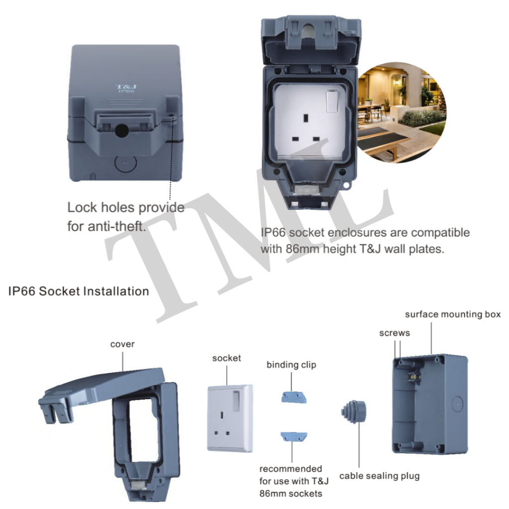 T&J IP66 Single Socket Double Socket Outdoor Weatherproof Enclosure 4HOME SINGAPORE - 4HOME